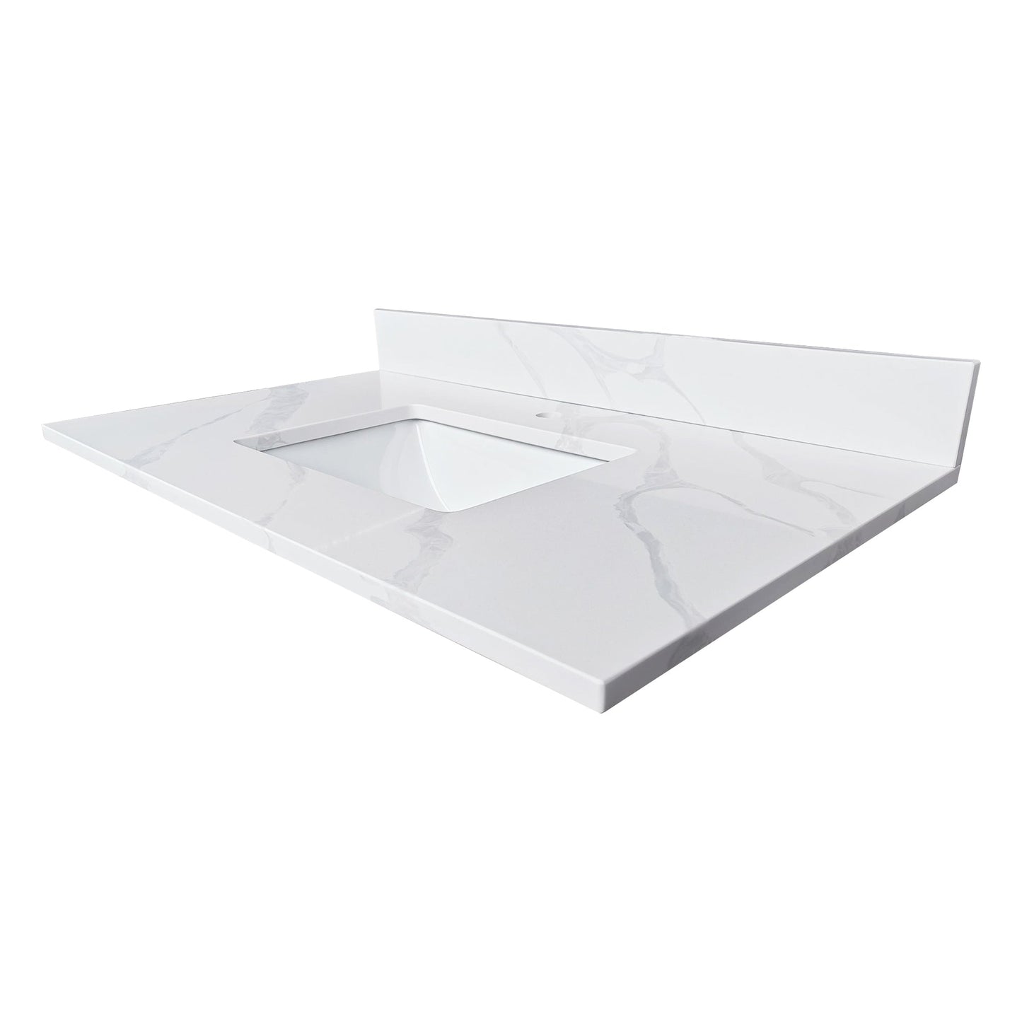 37-inch Quartz Bathroom Vanity Top with Undermount Single Bowl