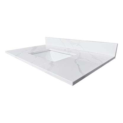 37-inch Quartz Bathroom Vanity Top with Undermount Single Bowl