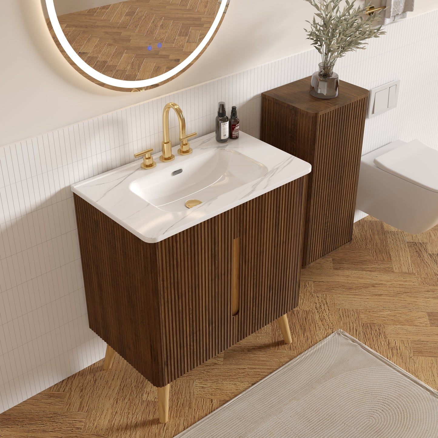 Etna 30"F Striped Bathroom Vanity