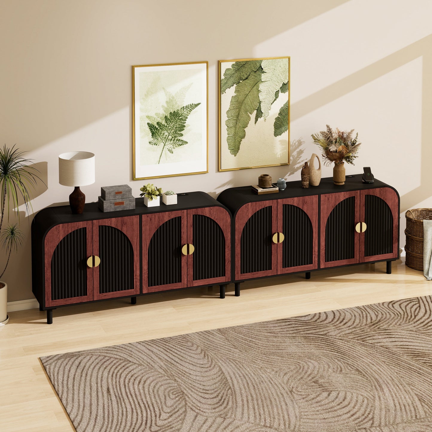 Vintage Arched Sideboard Cabinet with Mid-Century Vintage Style