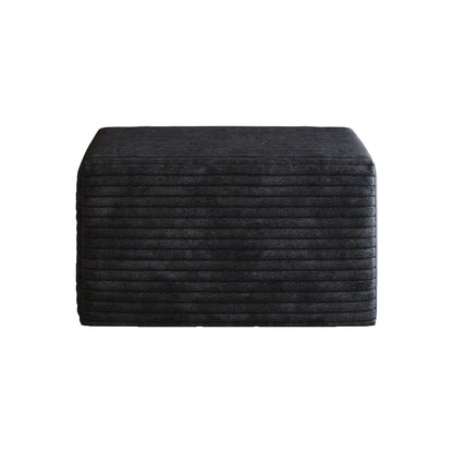 Black Plush Corduroy Sofa Ottoman - No Assembly Required