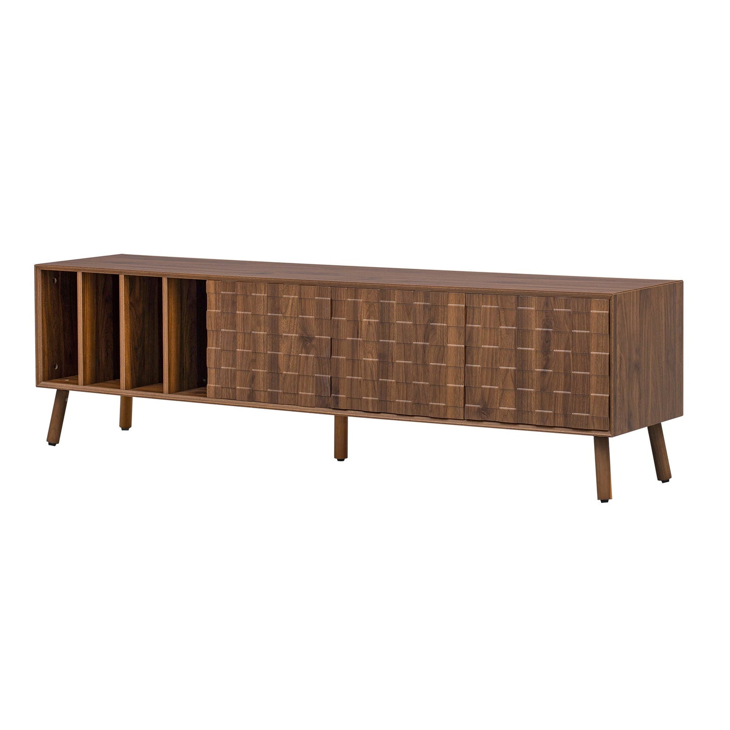 TV Stand With 5 Legs, Media Console Table For Tvs Up To 75" - Walnut
