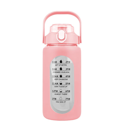 34Oz Glass Water Bottle Sports Water Bottle Motivational Water Bottle Water Intake Tracker Bottle with Straw Time Marker Silicone Sleeve Handle for Gy