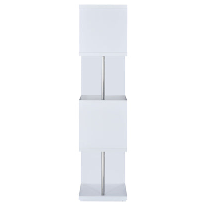 Baxter 67-inch 4-shelf Bookshelf White and Chrome