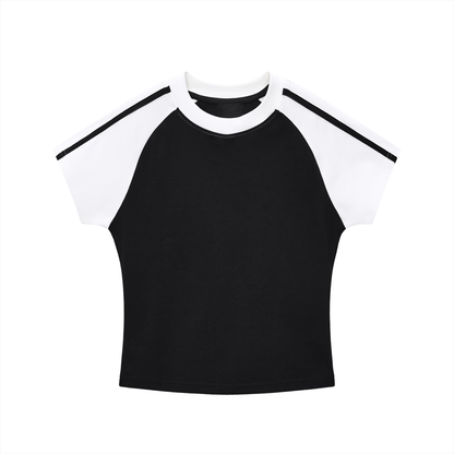 Contrast Stripes Bodycon Raglan  Sleeve T-Shirt
