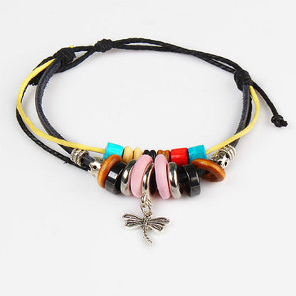 Dragonfly Charm Leather Bracelet