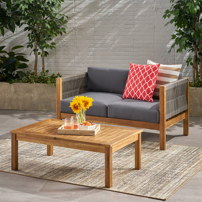 Charlotte Outdoor And Rope 4 Seater Chat Set With Cushions - Teak
