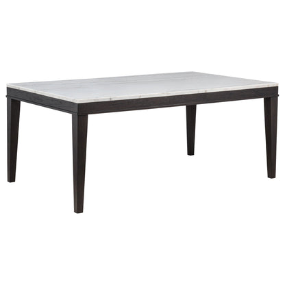 Averill 7-piece White Marble Top Dining Set Dark Grey and Coffee Bean