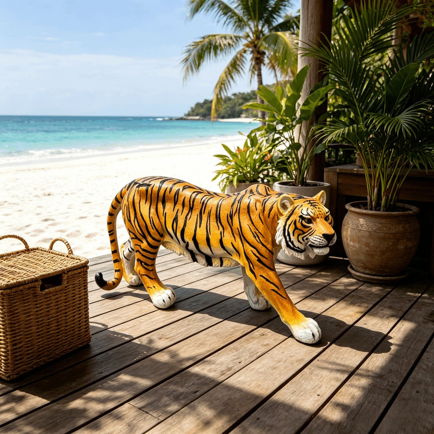 Simulated Tiger Resin Garden Statue