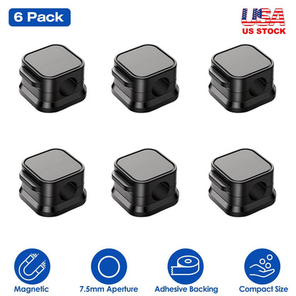 6 Pack Magnetic Cable Clips Magnetic Cord Organizer Adhesive Wire Holder For Home Office Car Desk Nightstand Wall