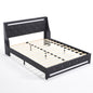 Wingback Upholstered Bed Frame With LED Lights, Charging Station