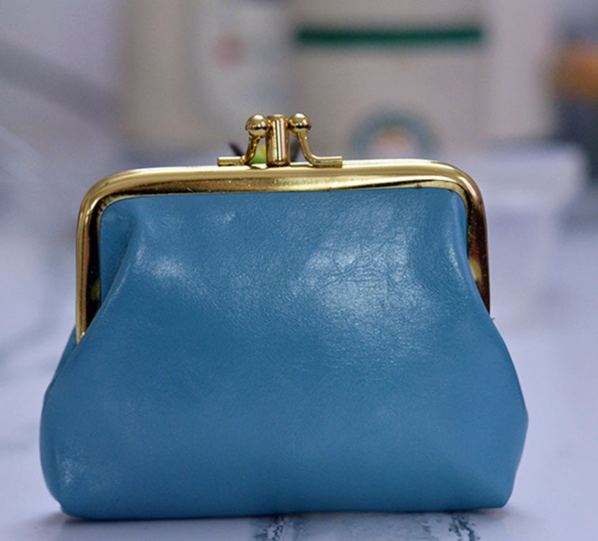 Retro Double-Layer Compact Oil Wax Leather Wallet