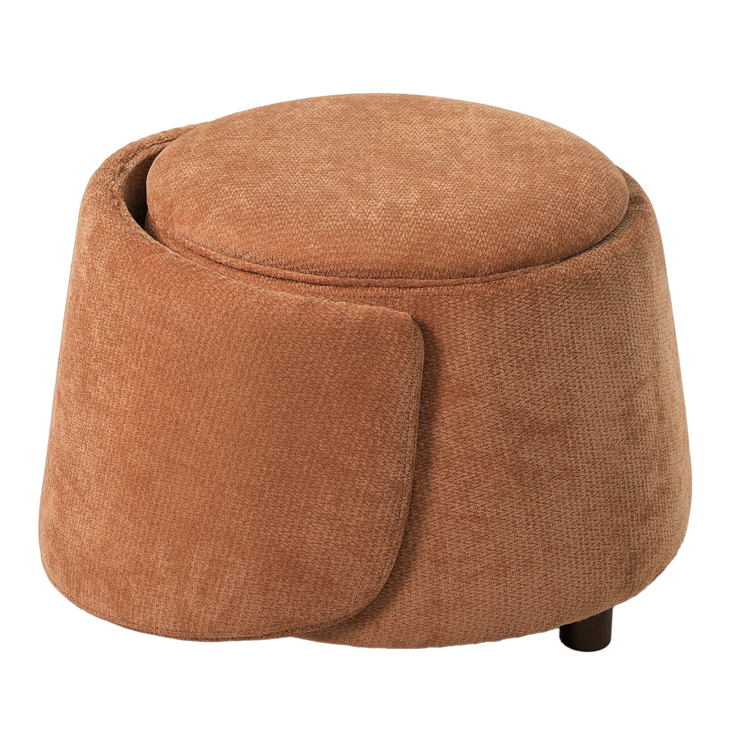 Orange Pet Friendly Chair with Hidden Pet Nook, Convertible Stool, and Storage Seat