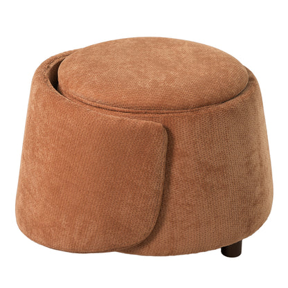 Orange Pet Friendly Chair with Hidden Pet Nook, Convertible Stool, and Storage Seat
