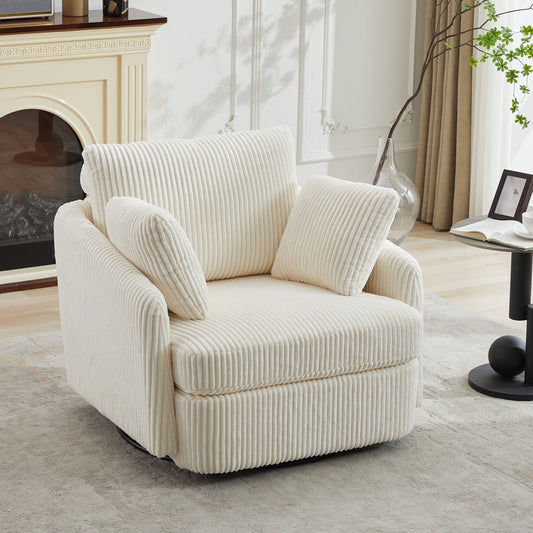 40.55''W Swivel Accent Chair with 2 Throw Pillows