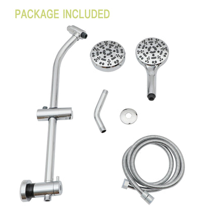 Multi Function Dual Shower Head System With 4.7" Rain Showerhead, 8 Function Hand Shower, Adjustable Slide Bar