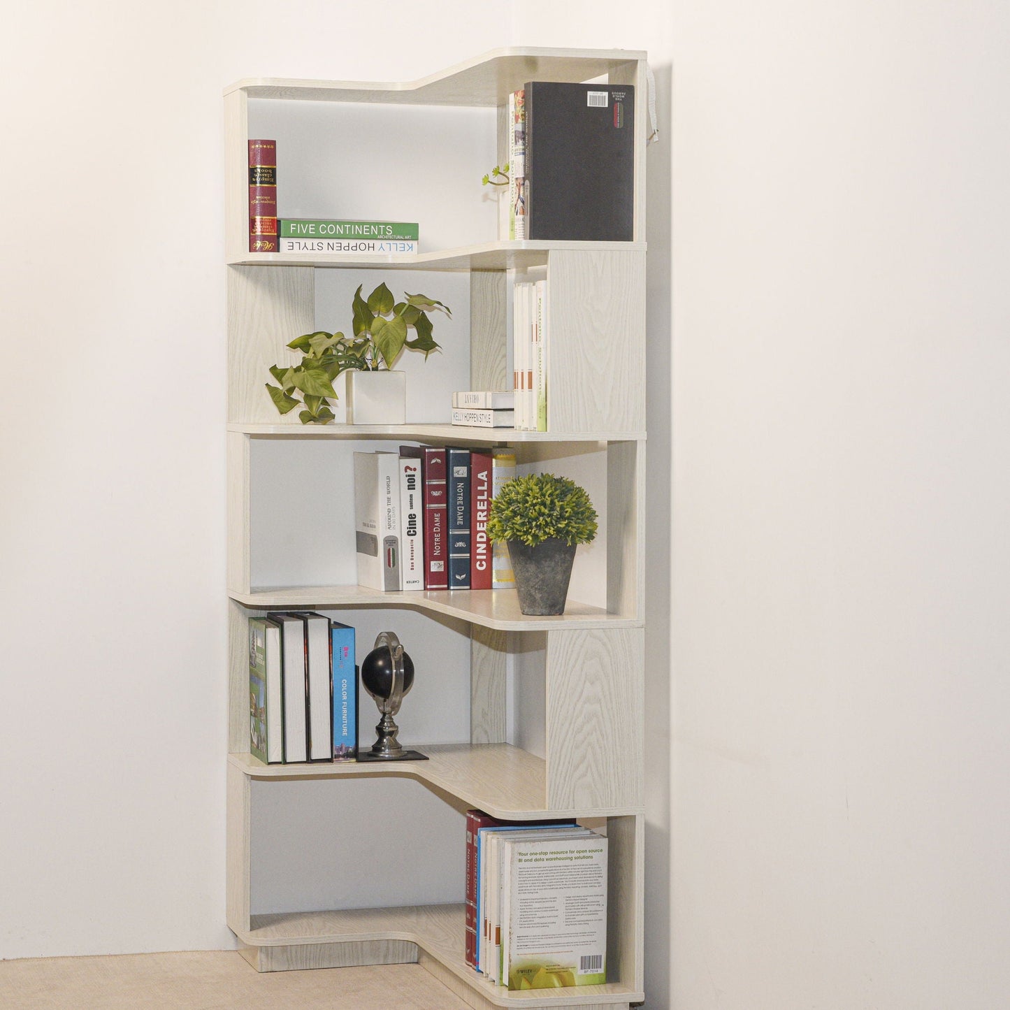 L-Shaped Design Corner Bookshelf