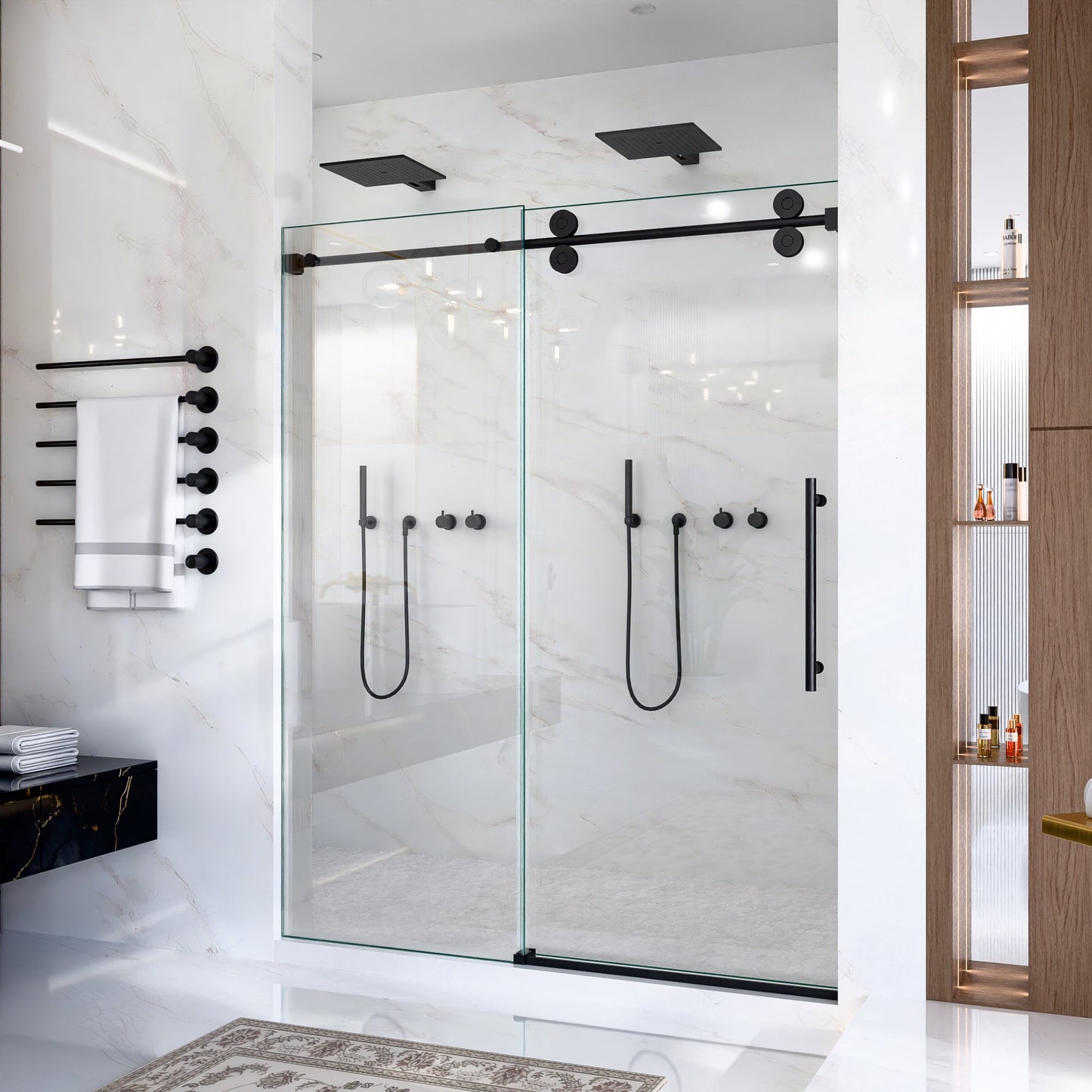 56-60"W x 72"H Frameless Single Sliding Shower Door