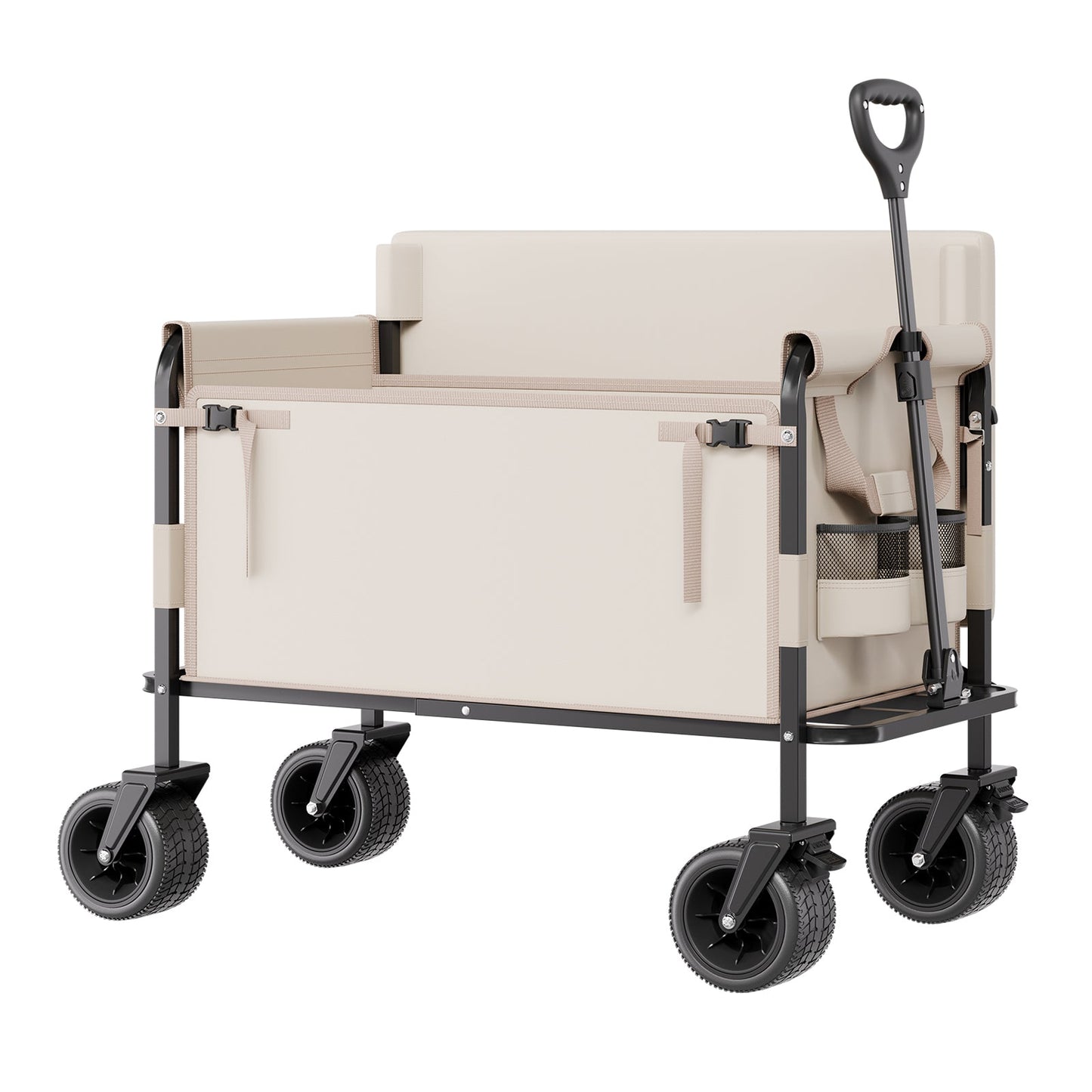 Foldable Wagon Cart Converts to Bench 550lb Load & 220L Utility Wagon for Camp