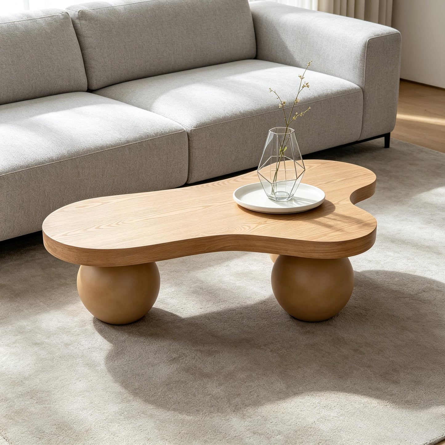 Cloud Shaped Coffee Table With 3 Ball Legs For Living Room