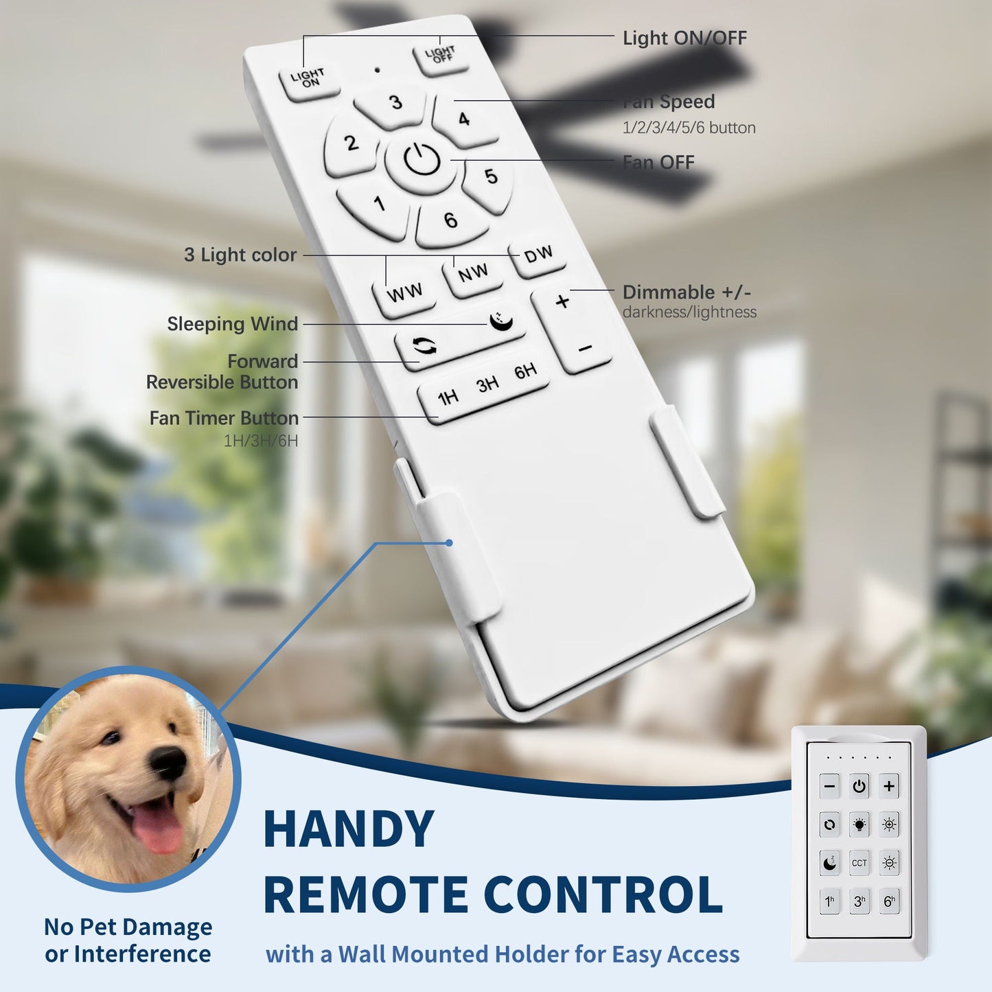 Reversible Motor Integrated LED Dimmable Ceiling Fan With Light