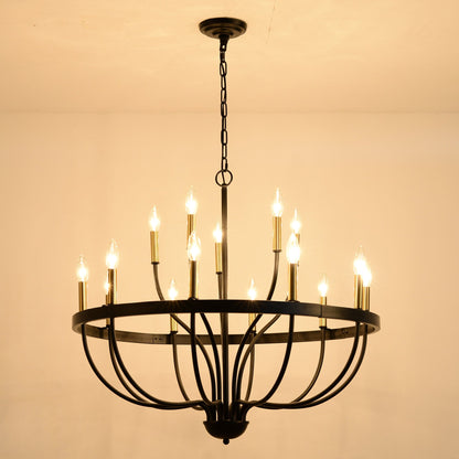 15-Light Industrial Iron Candle Chandelier Modern Farmhouse Pendant Light