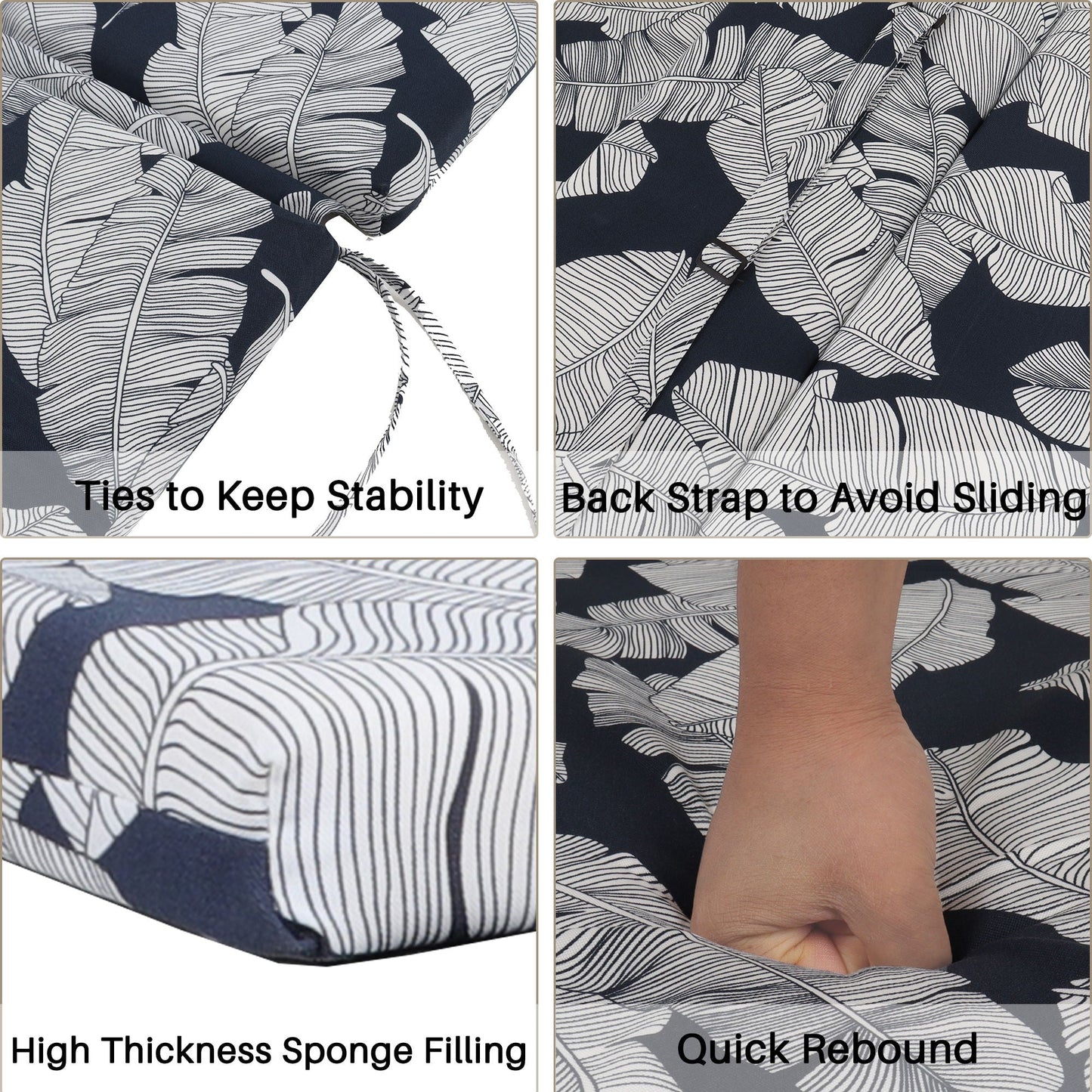 2 Piece Chaise Lounge Chair Cushion Set With Ties