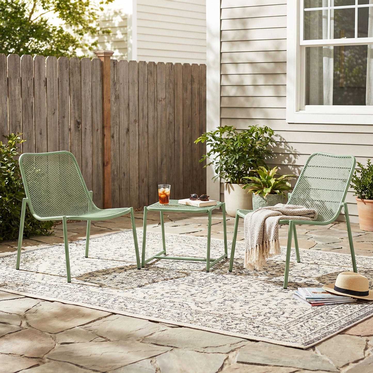Kincaid Outdoor 3-Piece Conversation Set with Iron Frame
