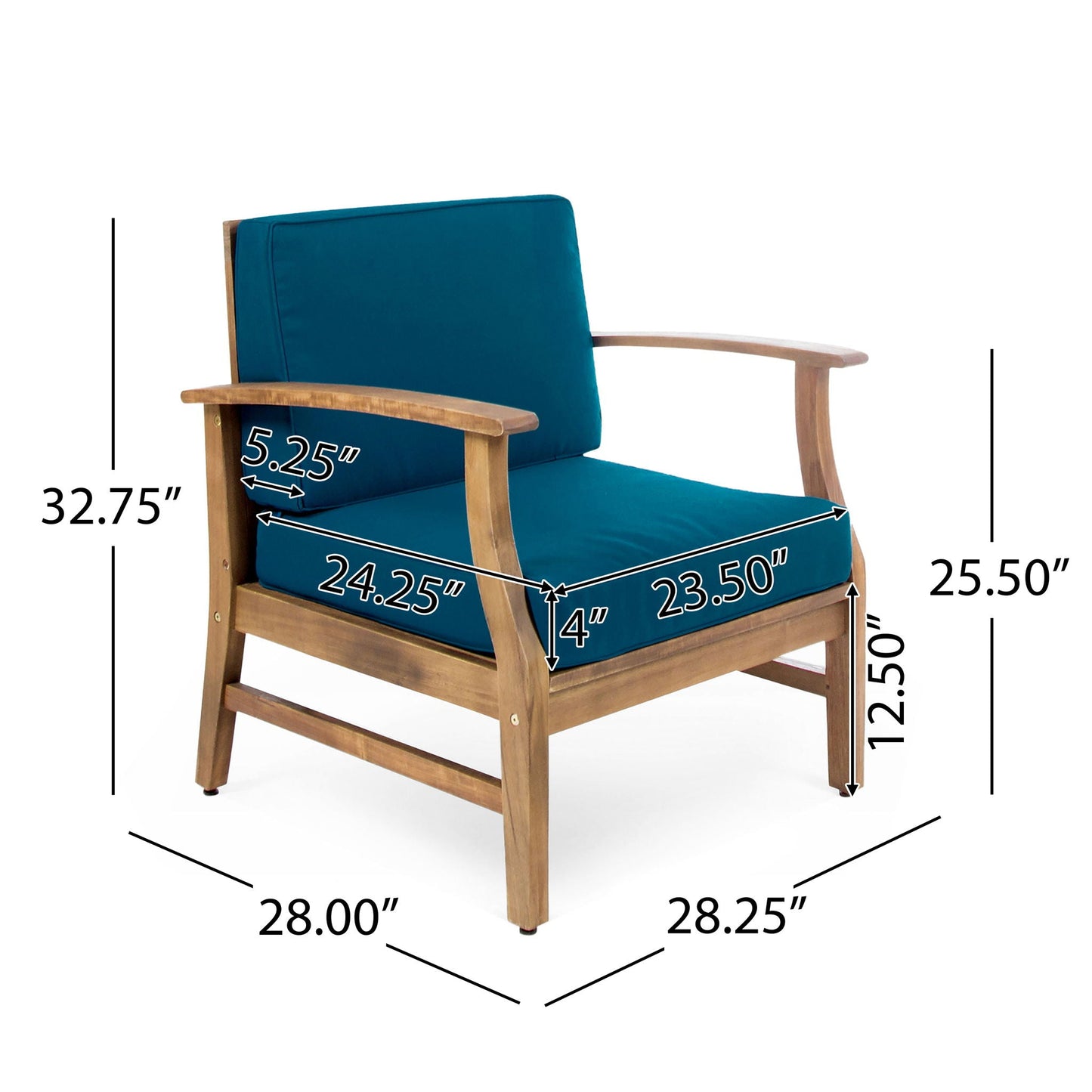 Perla Contemporary Club Chair with Water Resistant Cushion