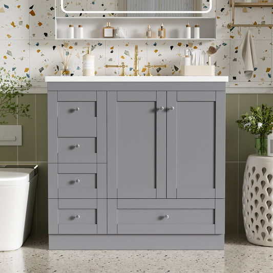 36 Inch Shaker Style Free-Standing Bathroom Vanity Cabinet with Sink