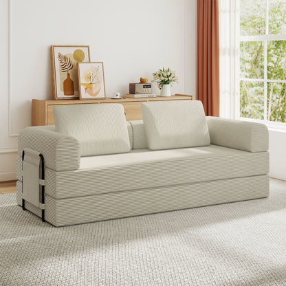 Convertible Sleeper Sofa Bed With Cylindrical Pillow