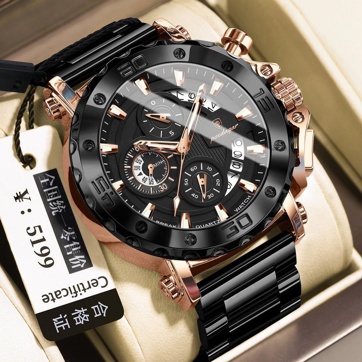 Quartz Watch Waterproof Multifunctional Luminous Fashionable Mens Timepiece