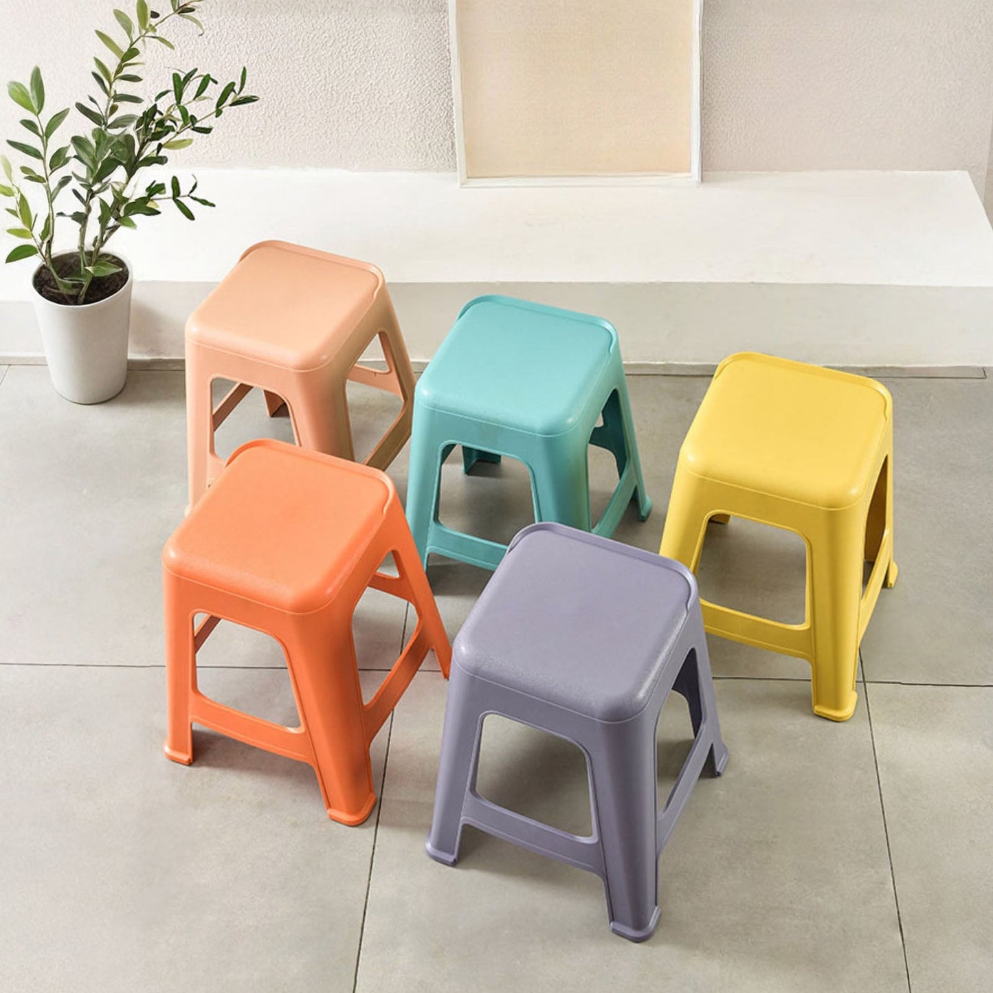 5 Pack Stackable Classroom Stools, 18.8" Height Colorful Nesting Plastic Stool