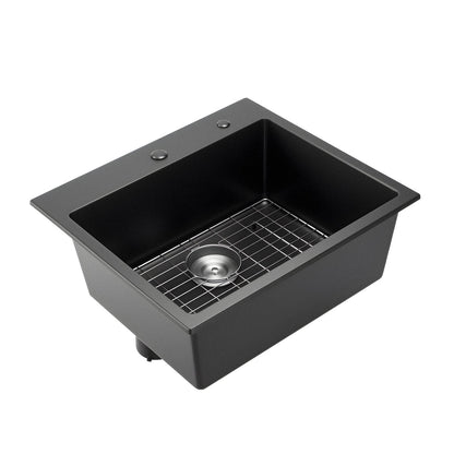 25 Inch Granite Kitchen Sink Top Mount Single Bowl Drop-In Basin for RV Bar