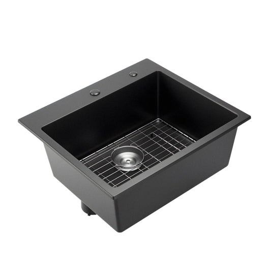 25 Inch Granite Kitchen Sink Top Mount Single Bowl Drop-In Basin for RV Bar