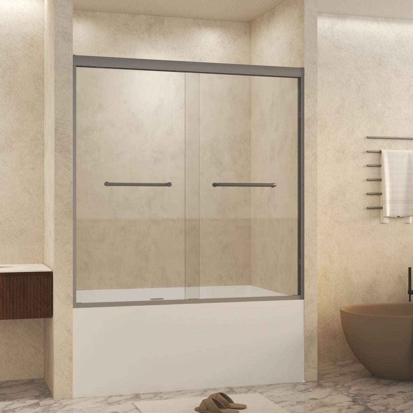 Double Sliding Shower Door With Explosion Proof Film
