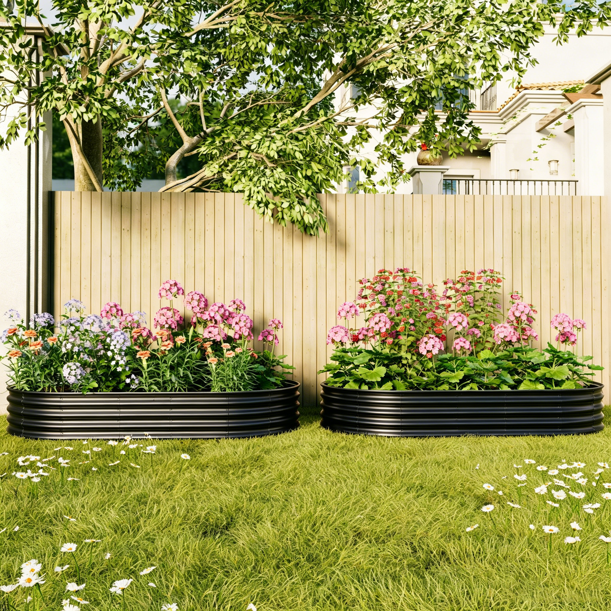 Galvanized Raised Garden Bed with Rust-Proof Design - Black or Green