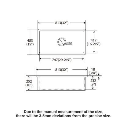 Rectangular Deep Single Bowl Kitchen Sink
