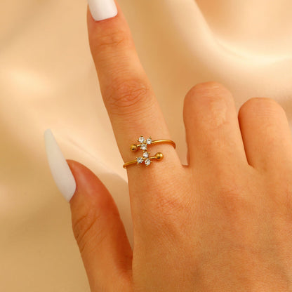 Stainless Steel Zircon Line Ring