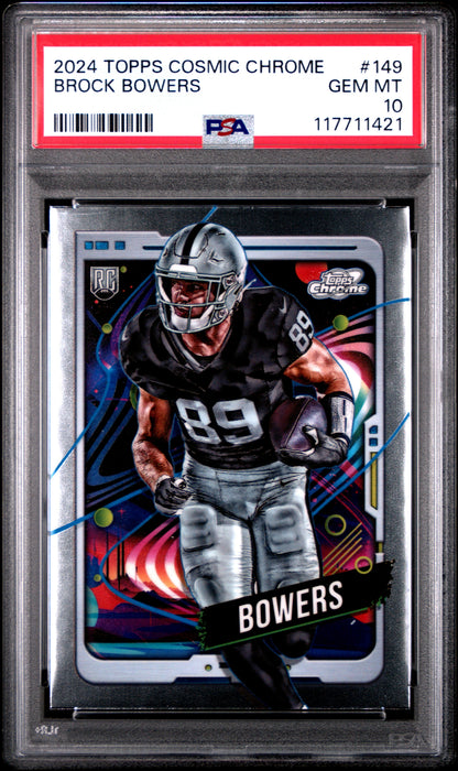 Graded 2024 Topps Cosmic Chrome Brock Bowers #149 Rookie RC Football Card PSA 10 Gem Mint
