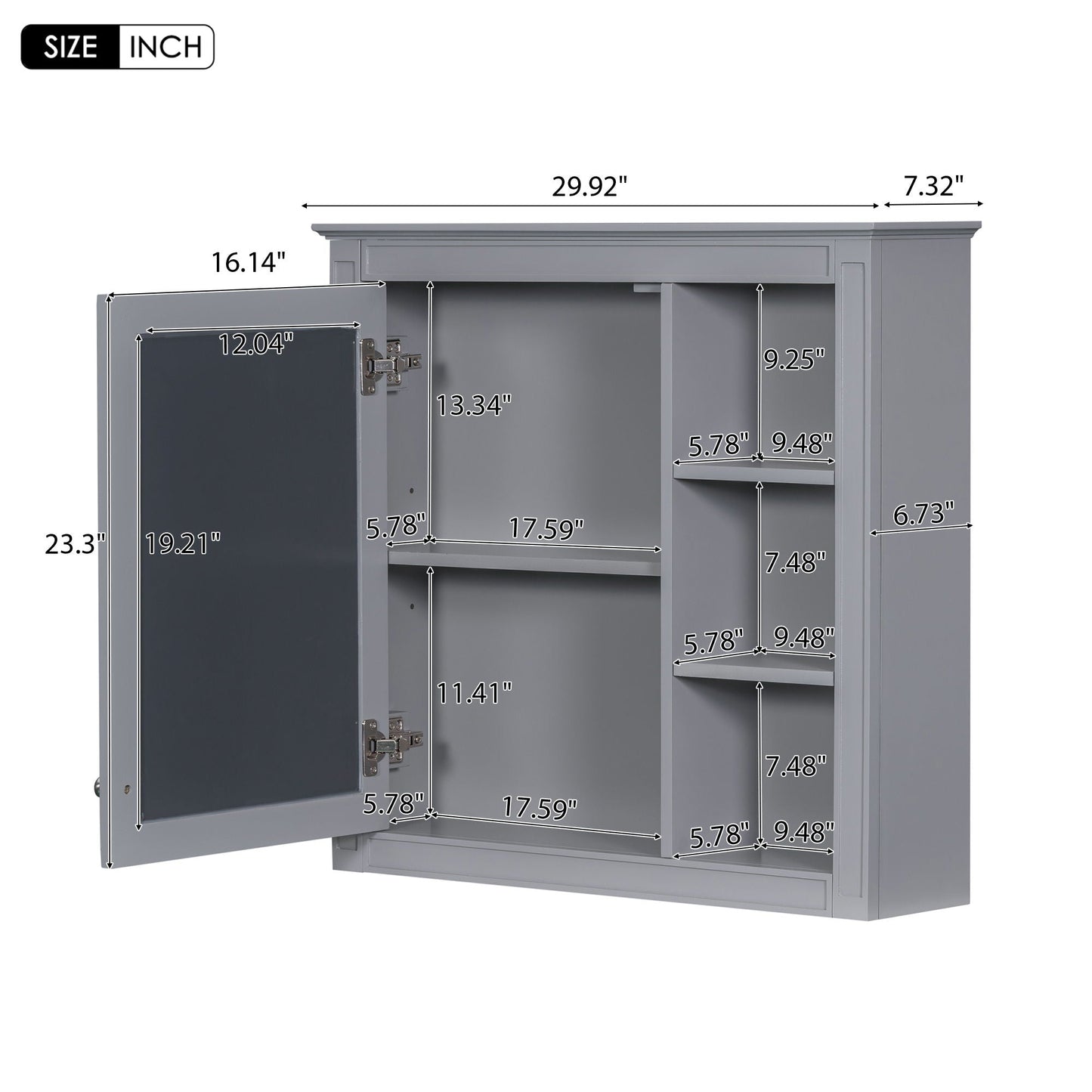 Bathroom Vanity With Medicine Cabinet, Royal Mirror Cabinet, Modern Bathroom Storage Cabinet With 2 Soft Closing Doors And 4 Drawers