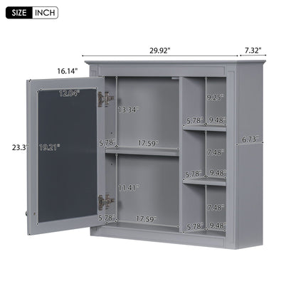 Bathroom Vanity With Medicine Cabinet, Royal Mirror Cabinet, Modern Bathroom Storage Cabinet With 2 Soft Closing Doors And 4 Drawers