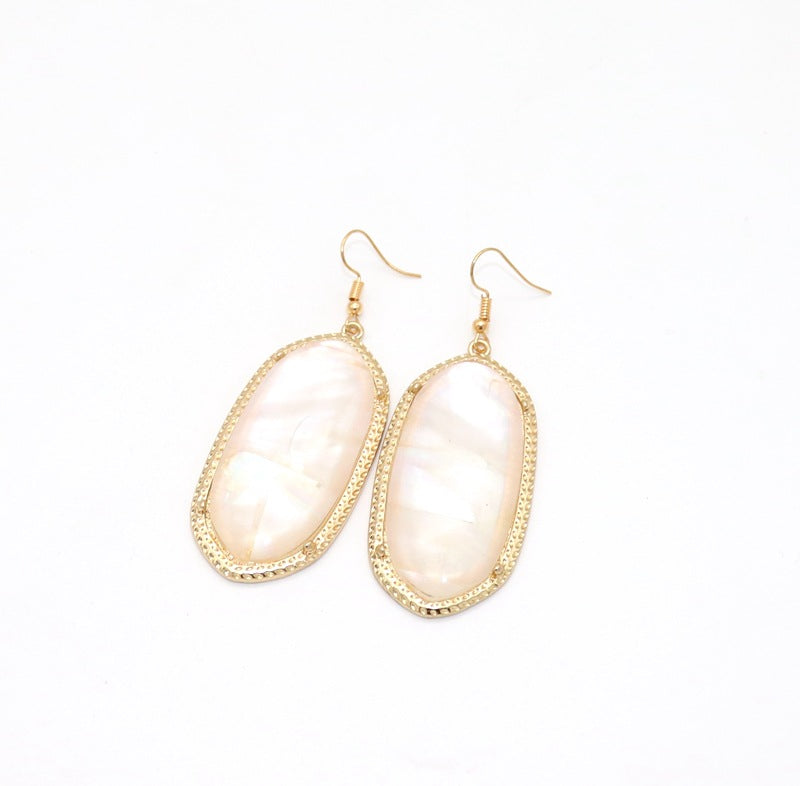 Abalone Shell and Opal Glass Inlay Earrings