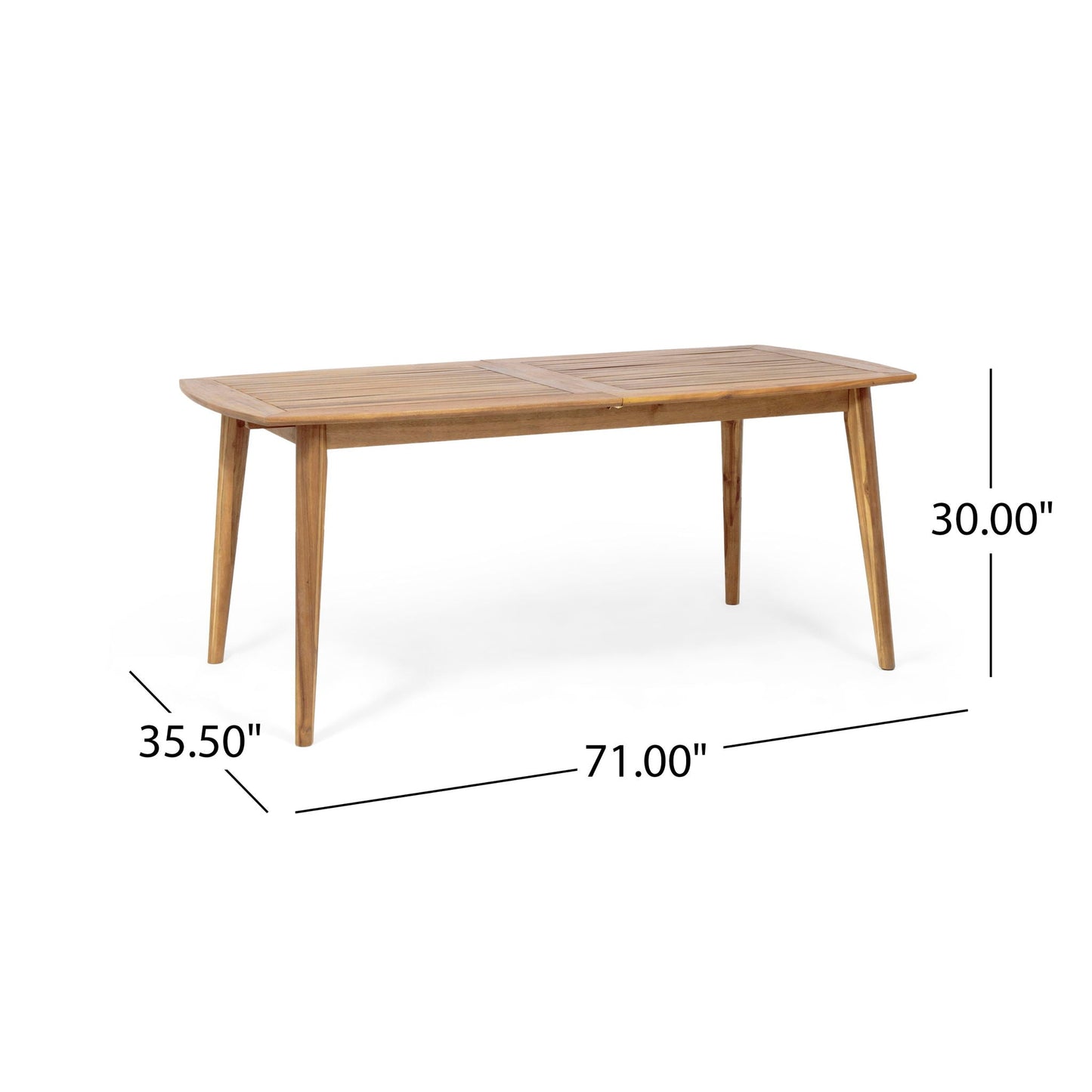 Placidity Outdoor Expandable Dining Table with Slatted Tabletop and Tapered Legs