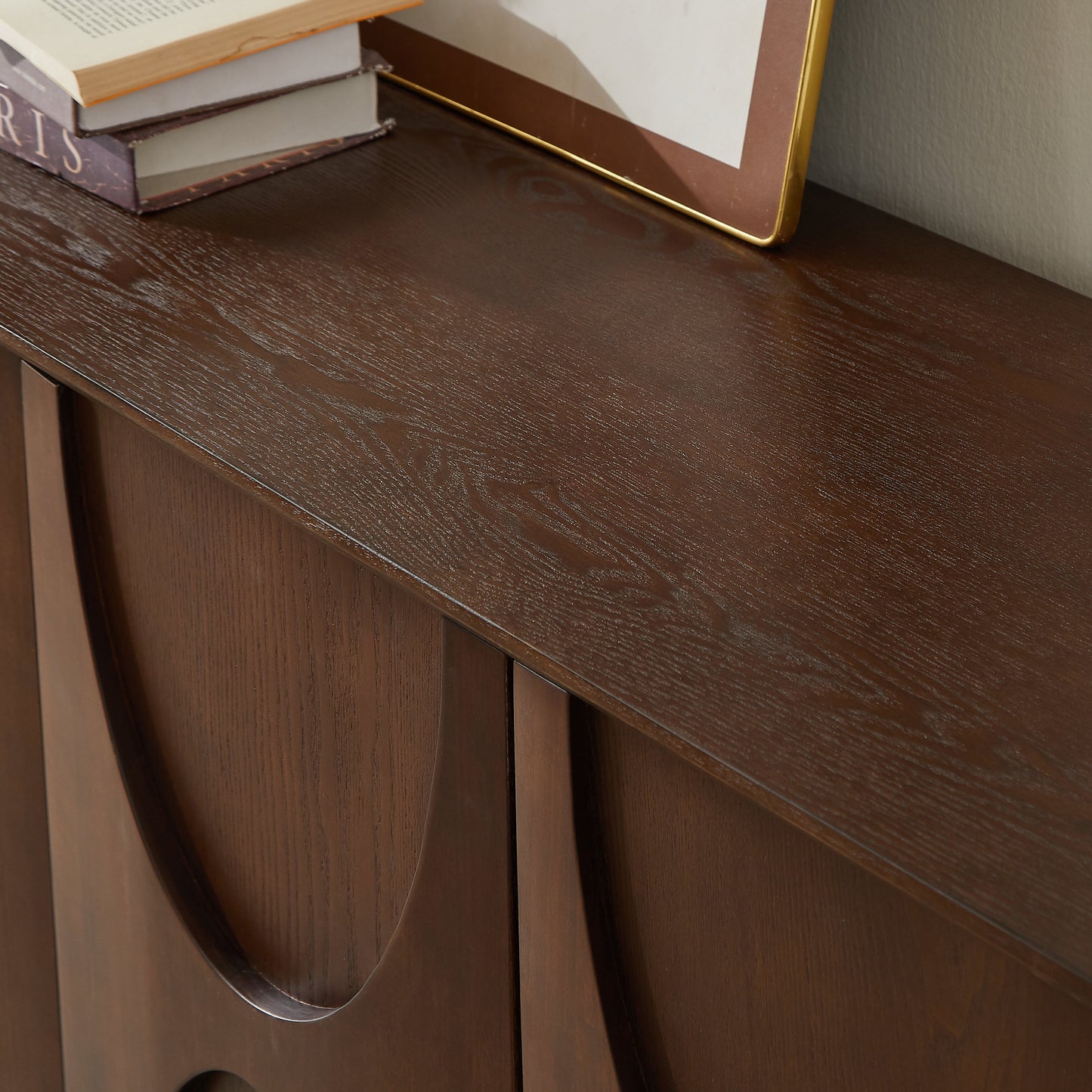 4 Door Accent Cabinet with Solid Wood Carved Doors