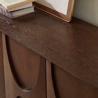 4 Door Accent Cabinet with Solid Wood Carved Doors