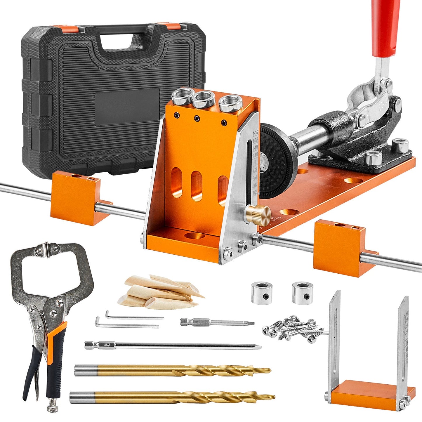 Pocket Hole Jig Kit, 34 Pcs with Adjustable Depth and C-Clamp