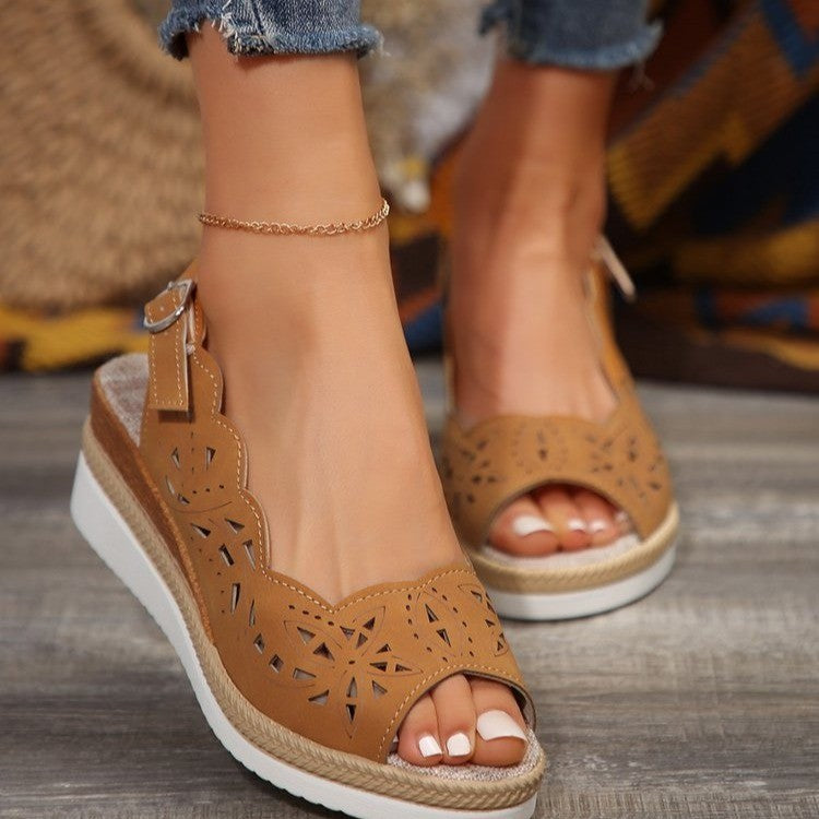 Womens Sandals Cross-border Plus-size Thick-soled Wedge