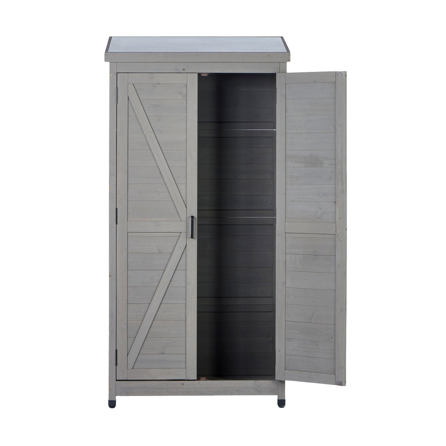 Outdoor Storage Shed With Vertical Tool Cabinet For Backyard