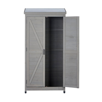 Outdoor Storage Shed With Vertical Tool Cabinet For Backyard